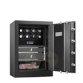 Luxury Titan watch winder safe from Time Spinners, featuring a sleek black finish and multiple watch capacity, ideal for securely winding and protecting high-end timepieces.